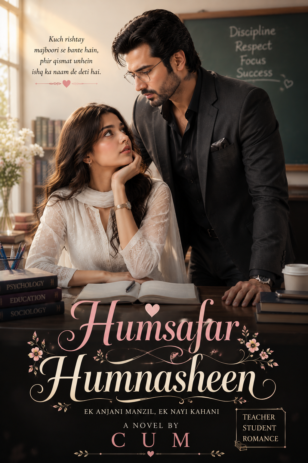 Humsafar Humnasheen By CUM teacher student romance novel cover