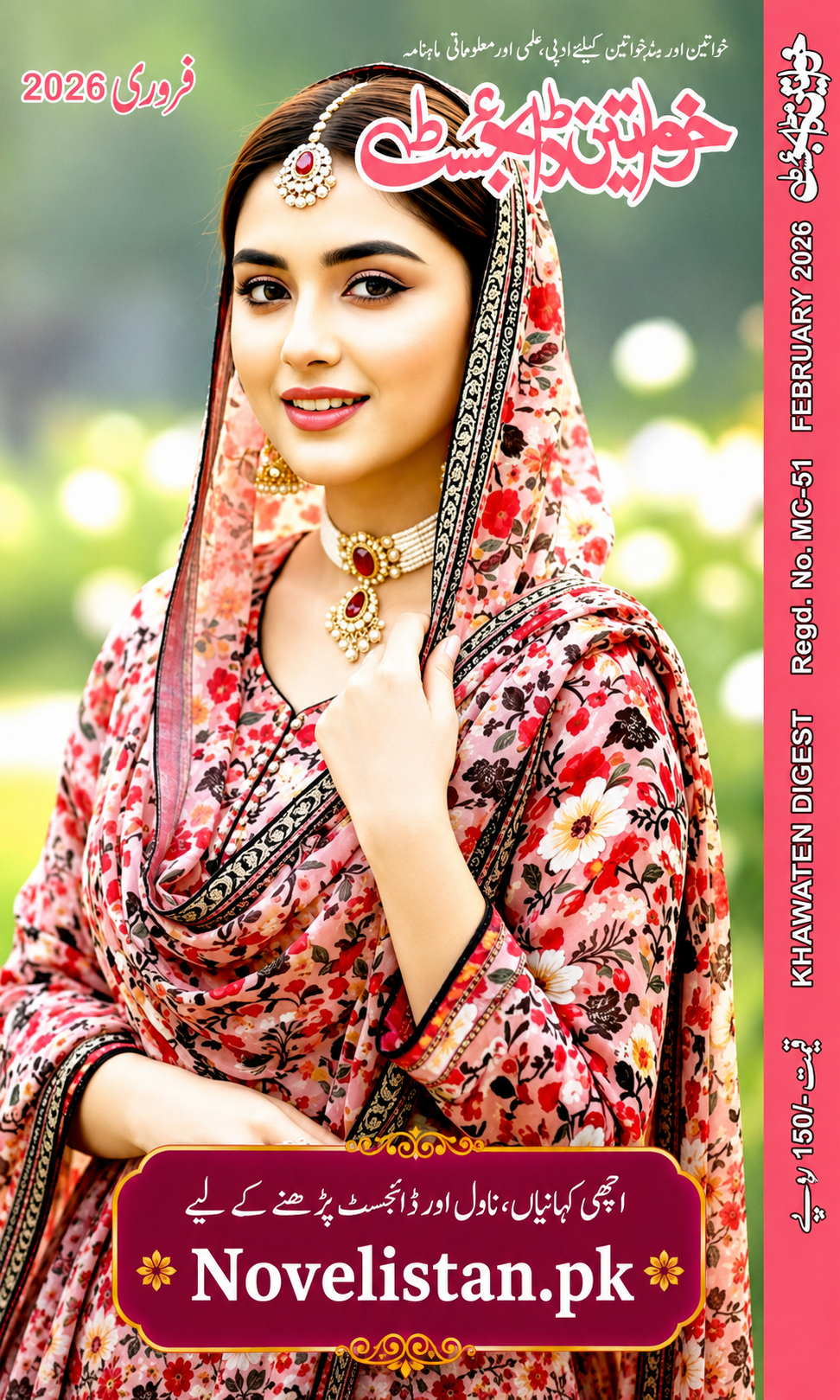 Khawateen Digest February 2026 PDF Cover, Complete Urdu Monthly Digest, Latest Urdu Magazine