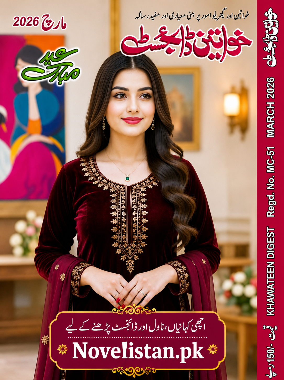 Khawateen Digest March 2026 PDF Cover, Complete Urdu Monthly Digest, Latest Urdu Magazine