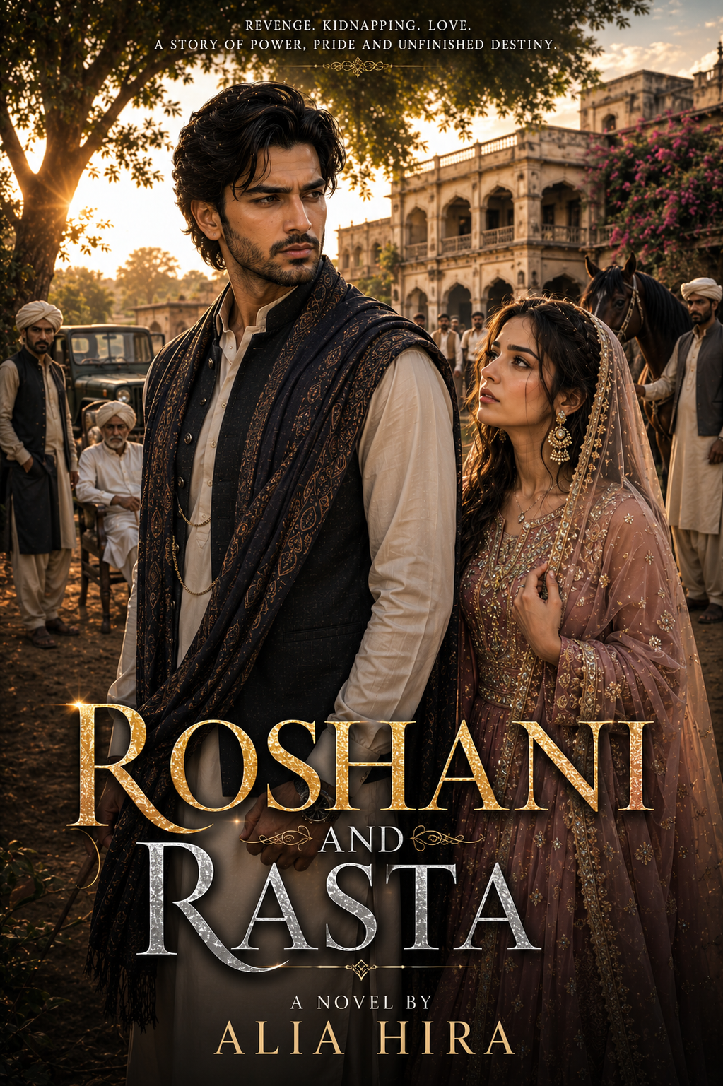 Roshani Aur Rasta By Alia Hira kidnapping and revenge based Urdu novel cover featuring Sajawal and Bureera