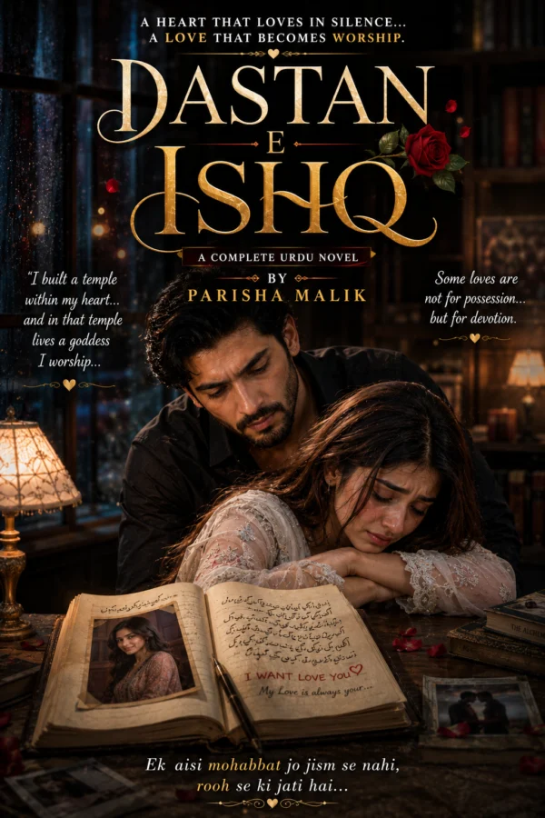 Dastan E Ishq by Parisha Malik Complete Romantic Urdu Novel Cover featuring Wabisa and Sajeela in an emotional love story